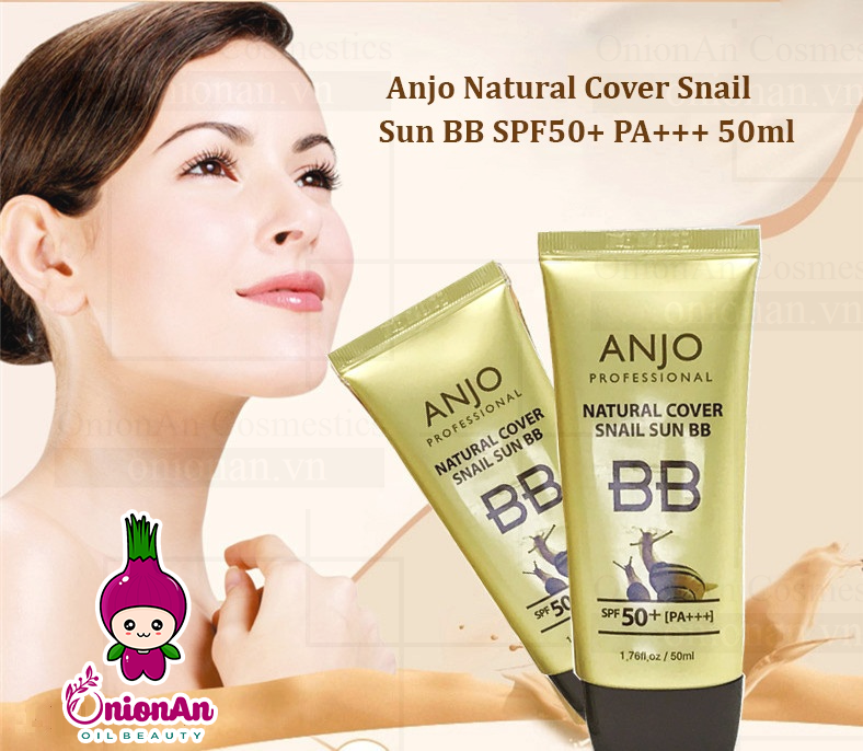 Kem Nền Chống Nắng Ốc S&ecirc;n Anjo Natural Cover Snail Sun BB SPF50+ PA+++